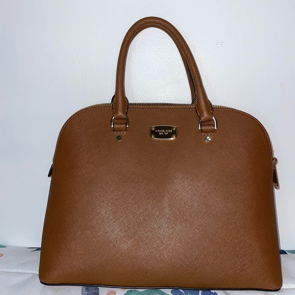MICHAEL KORS | Tan Leather Cindy Dome Satchel